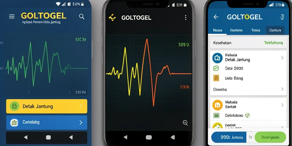 Antarmuka aplikasi GOLTOGEL yang menampilkan data detak jantung pengguna.