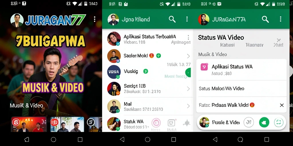 Tampilan antarmuka JURAGAN77 dengan berbagai pilihan status video.