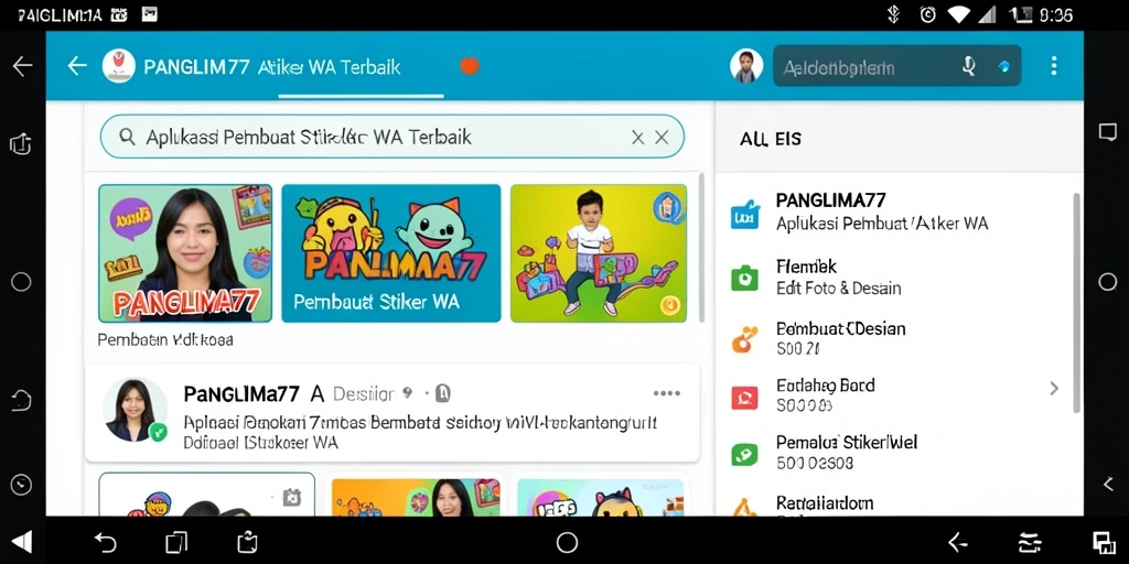 Antarmuka aplikasi PANGLIMA77 untuk membuat stiker WhatsApp.