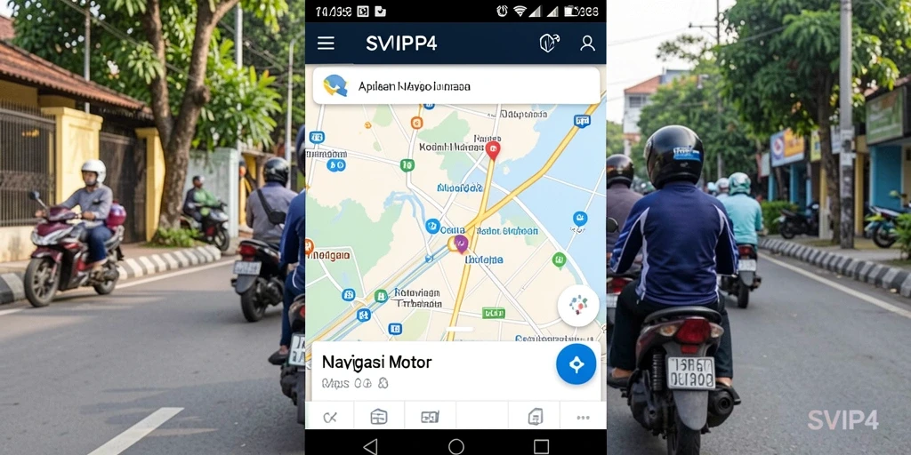 Antarmuka aplikasi SVIP4 untuk navigasi motor yang praktis dan informatif.